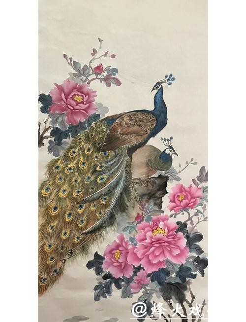 每日读画｜红梅绽芳蕊 孔雀送祥瑞